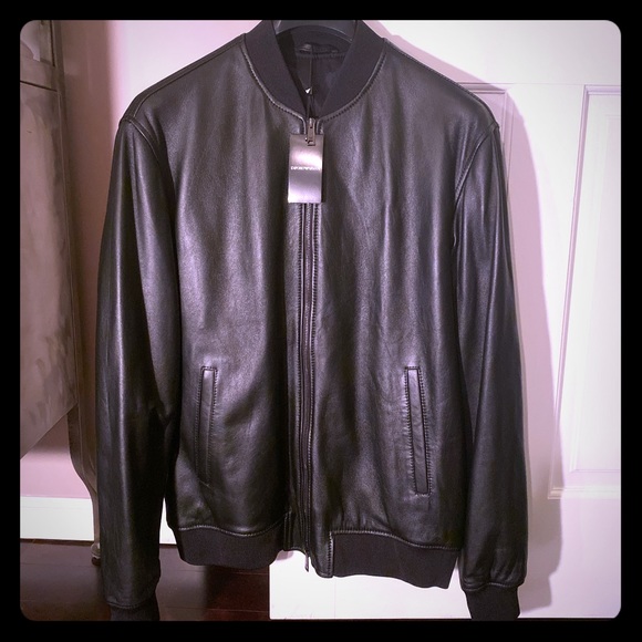 Emporio Armani Other - NWT Emporio Armani Black Leather Jacket Mens XXL